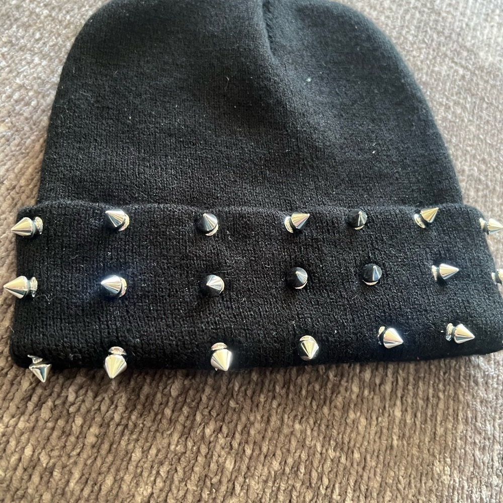 Dolls Kill Widow Spiked Black Beanie